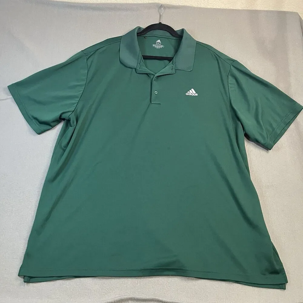 Adidas Primegreen Mens 3XLT Long Sleeve Polo Shirt Green Short Sleeves Golfcore